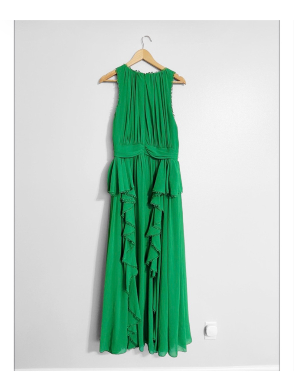Badgley Mischka Plus Size Chiffon Tiered Ruffle Gown Dress - Picture 3 of 9